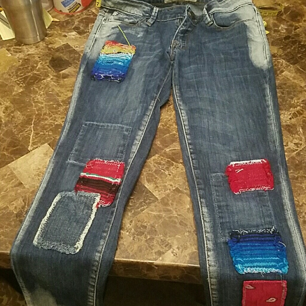 Free People  Artisan DE Luxe Patched jeans